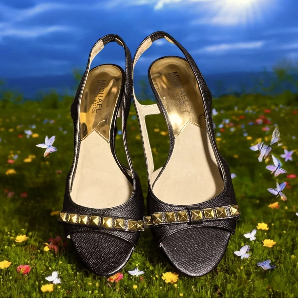 Michael Kors size 7 black open toe sling backsandal